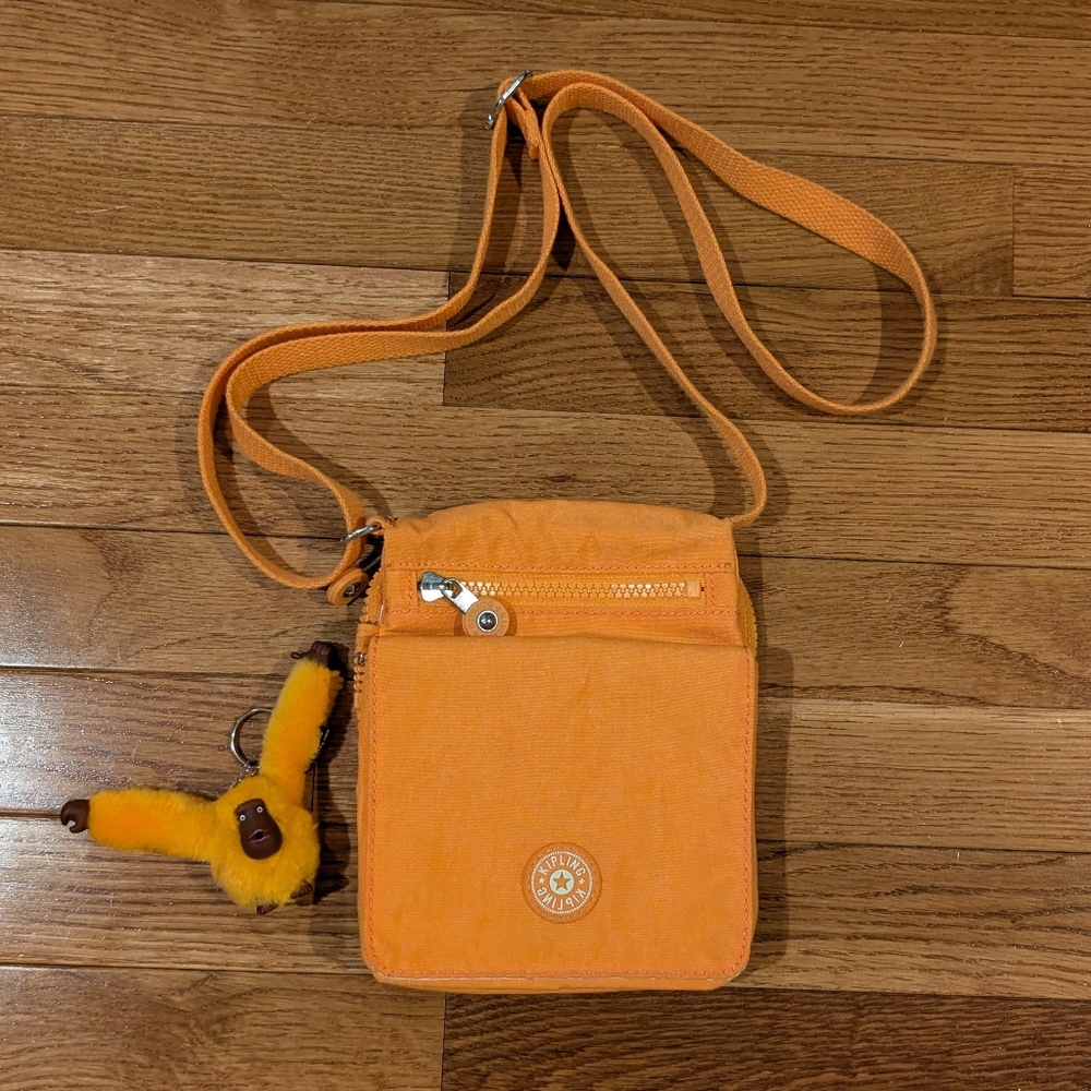 Kipling Orange Crossbody Bag With Orangutan Keychain